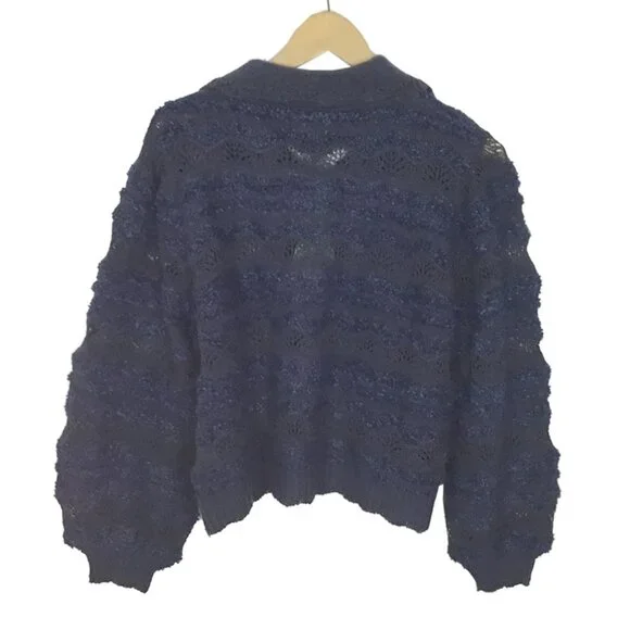 Farm Rio Navy Blue Mixed Stitches Cardigan - Picture 9 of 16